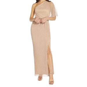 NWT Adrianna Papell Metallic One-Shoulder Gown Maxi Dress Size 12